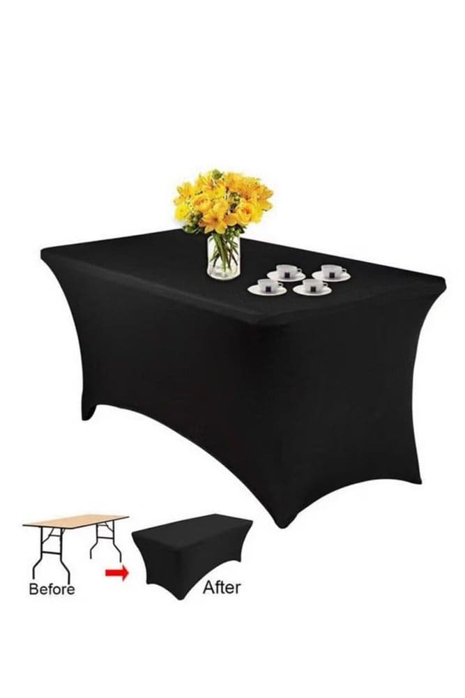 6FT Stretch Spandex Tablecloth – Washable Wrinkle-Resistant Rectangle Skinny Table Cover for Parties & Business Events