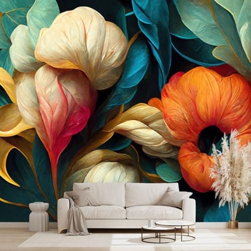 WXHFM 3D Floral Wallpaper Flowers Large wall Mural for Bedroom 160x108Not Peel and Stick