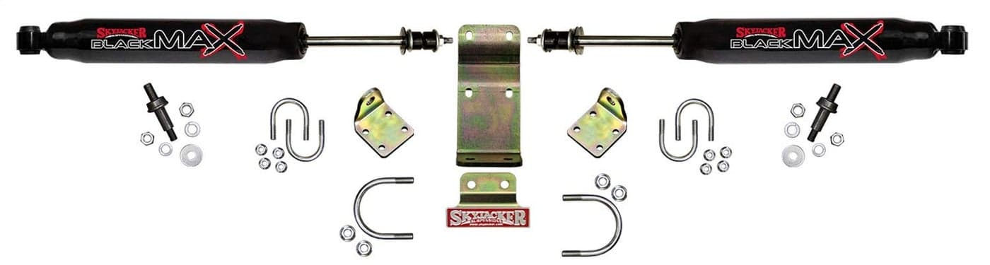 Skyjacker 8203 Dual Steering Stabilizer Kit Includes Steering Dampers Mounting Brackets for Jeep Wrangler JK Black