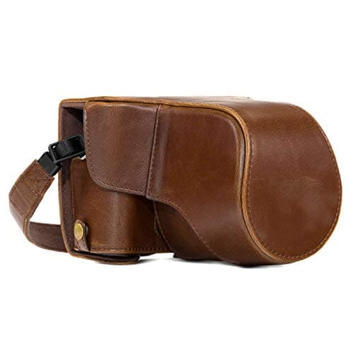 MegaGear MG982 Ever Ready Leather Camera Case and Strap for Fujifilm X-T30, X-T20, X-T10 (16-50mm / 18-55mm Lenses) - Dark Brown