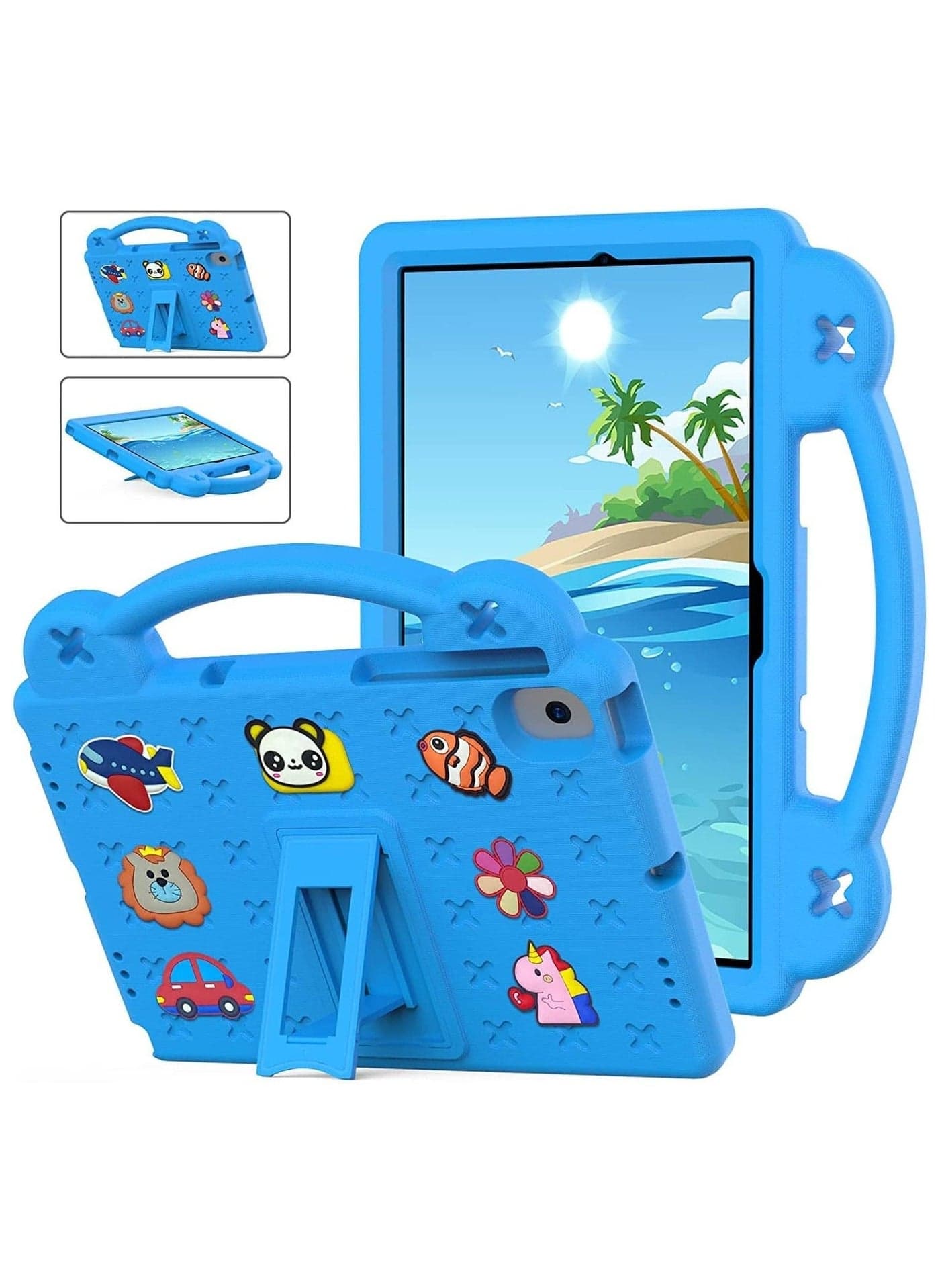 Kids Case Compatible with Lenovo Tab M10 Plus 3rd Gen 10.6 Inch 2022, Heavy Duty EVA Foam Shockproof Cover Kids Proof Case with Stand (Blue)