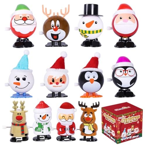 Max Fun 12pcs Christmas Wind Up Stocking Stuffers Toys Assortment for Christmas Party Favors Goody Bag Filler Christmas Wind up Toys