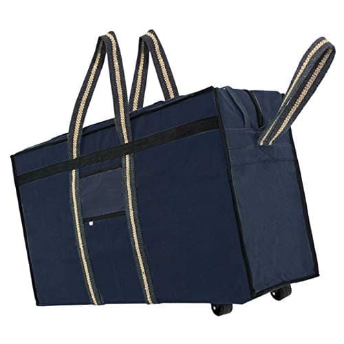 NISUN Canvas Large Strong Travel Luggage Duffel Storage Bag with Six Wheels & Front Transparent Pocket