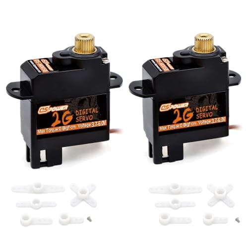 DSPOWER 2PCS 2G Micro ServoDigital Servo Mini ServoMetal Gear Coreless Motor for Airplanes FixedWing Helicopter Boat Plane Robot Model Toy Aircraft JST125