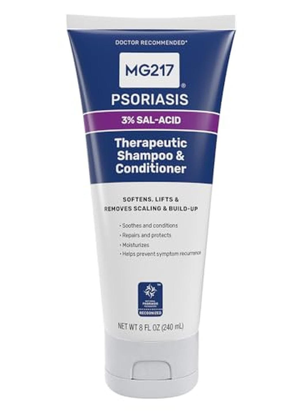 MG217 Psoriasis Shampoo and Conditioner with Salicylic Acid, Therapeutic Scalp Treatment, Softens, Lifts, Removes Scaling, Psoriasis Scalp Treatment, Salicylic Acid Shampoo and Conditioner, 8floz Tube