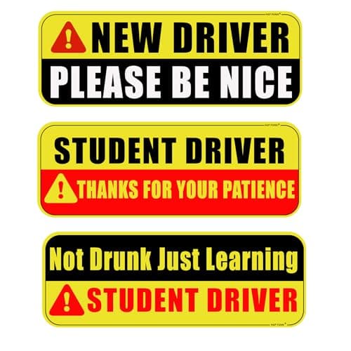 Large Student Driver Magnet for Car 3 PCS New Driver Magnet Sticker Sign for Car Reflective Magnetic Warning Bumper Sticker for Students Novices Removable Safety Rookie Attention Sign