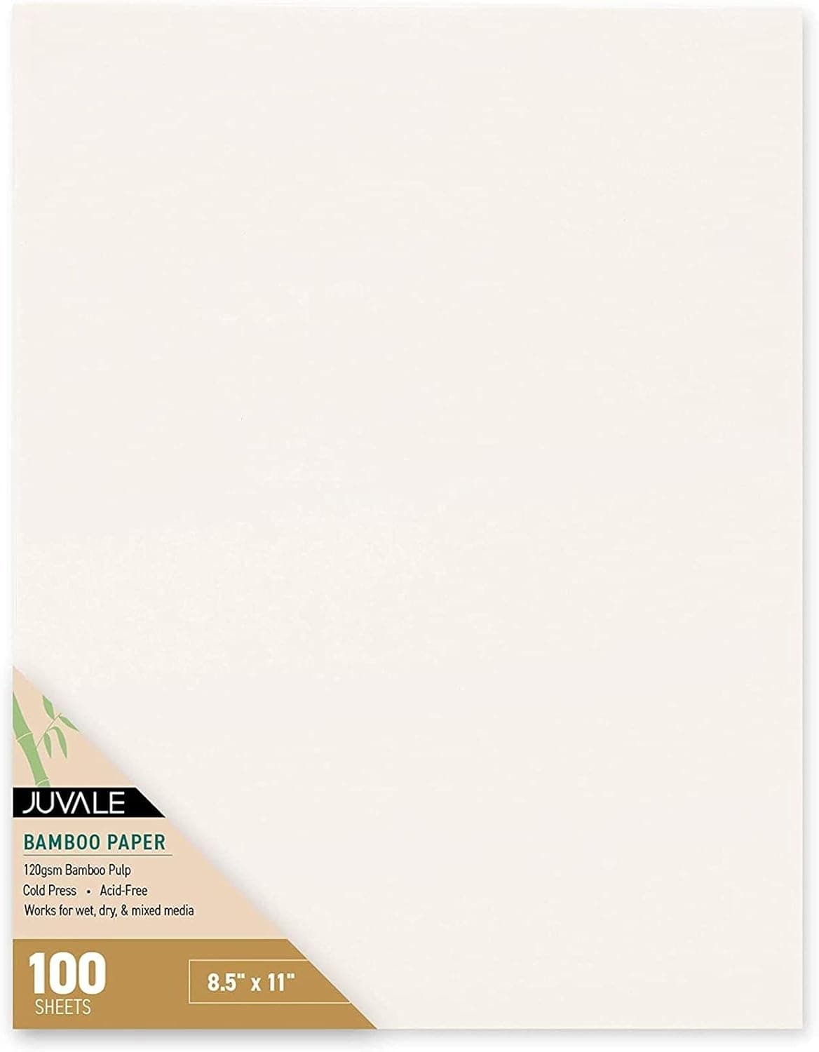 100Pack Cold Press Bamboo Paper Sheets for Mixed Media Drawing Painting 120GSM 85 x 11 in