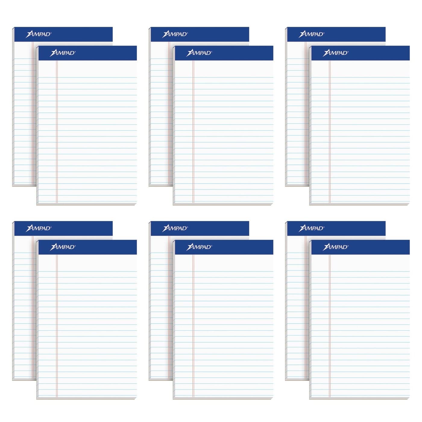 Ampad 5 x 8 Legal Pads 12 Pack Narrow Ruled White Paper 50 Sheets Per Writing Pad American Pad Paper Made in USA 20364