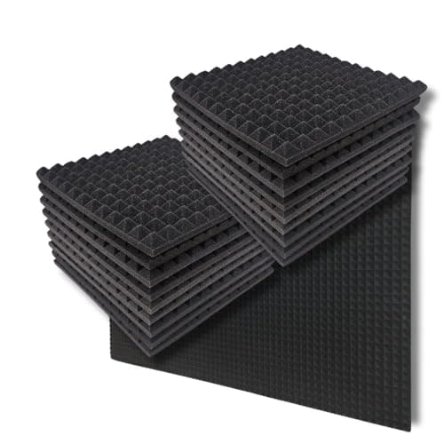 MMT Acoustix® 18Pc Pyramid Acoustic Foam, ProStudio Sound Setup, Soundproofing Noise Reduction Acoustic Panels | 1x1Ft 1” Thick, Charcoal Color