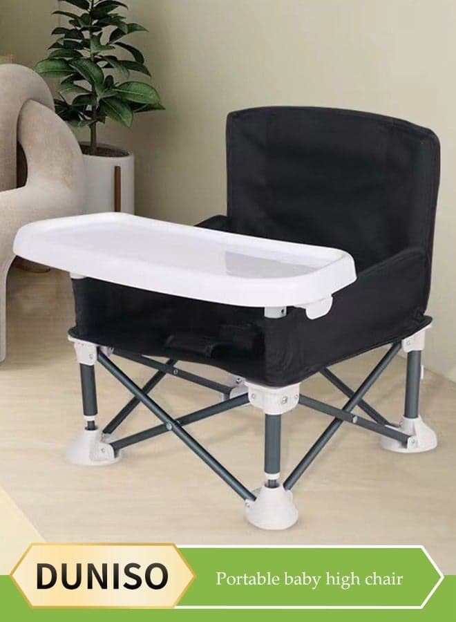 Baby Travel Booster Seat, compact toddler feeding chair, portable children's dining chair,with detachable tray and seat belt, suitable for indoor and outdoor use, camping, beach, lawn use