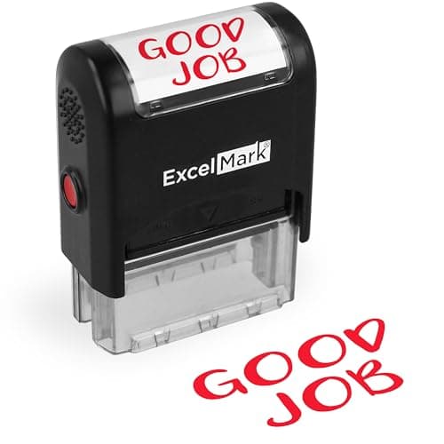ExcelMark Good Job - Self-Inking Rubber Stamp - A1539 Red Ink