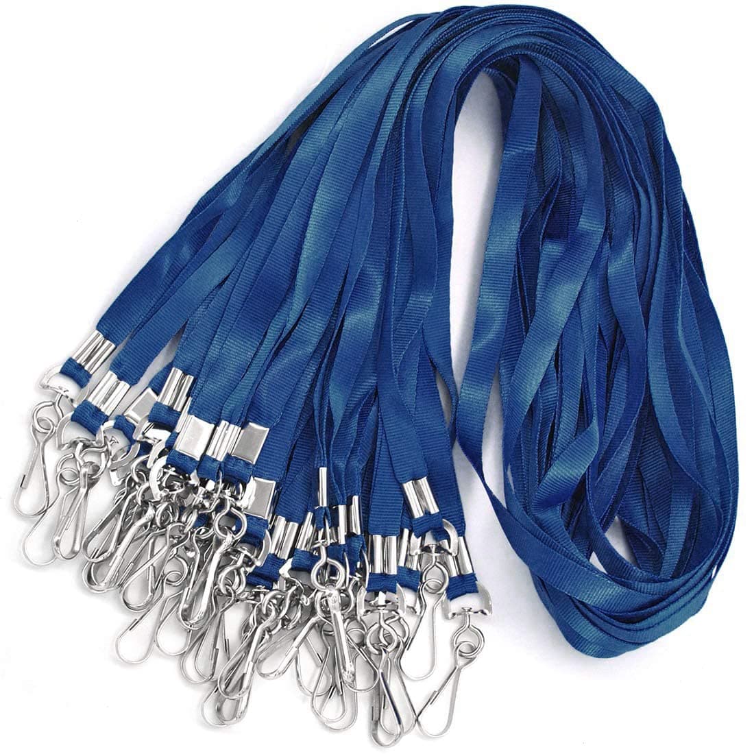 Bird Fiy Bulk Lanyards for Id Badges Nylon Neck Flat Lanyard for ID Name Badge Holder/Name Tag (Navy Blue, 50Pcs)