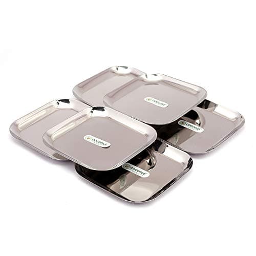 coconut Stainless Steel - Square Multipurpose Quarter Plates for Serving Snacks and Desserts | Ideal for Serving Breakfast | Quarter Side Plates | Set of 6 | 8 Inch