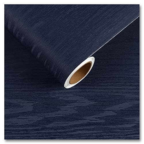 CRE8TIVE 24"x118" Matte Navy Blue Wood Contact Paper Peel and Stick Wood Wallpaper Removable Self Adhesive Wood Grain Contact Paper Waterproof Wood Vinyl Wrap for Bedroom Kitchen Counter Top Covers