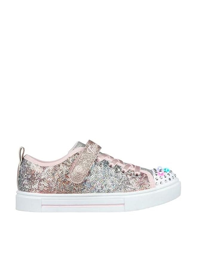 Skechers Kids Girls Twinkle Sparks-Sequin Flash Sneaker, Link Pink/Multi, 5 Toddler