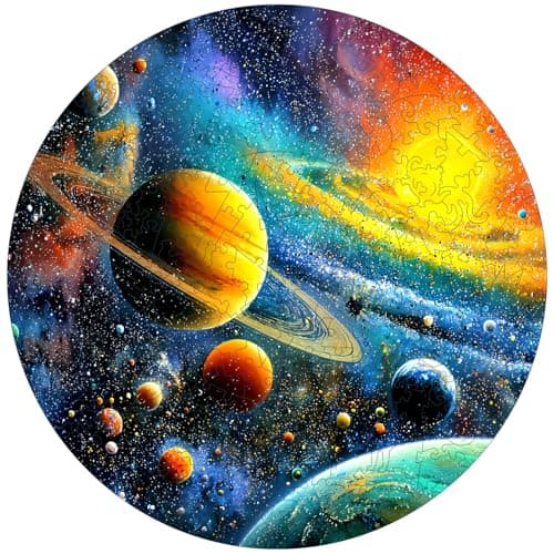 MEATRN Wooden Puzzle Solar System 200 Pieces Colorful Space Puzzle for Adults and Students Educational Astronaut Theme Perfect Birthday or Graduation Gift112x113 in