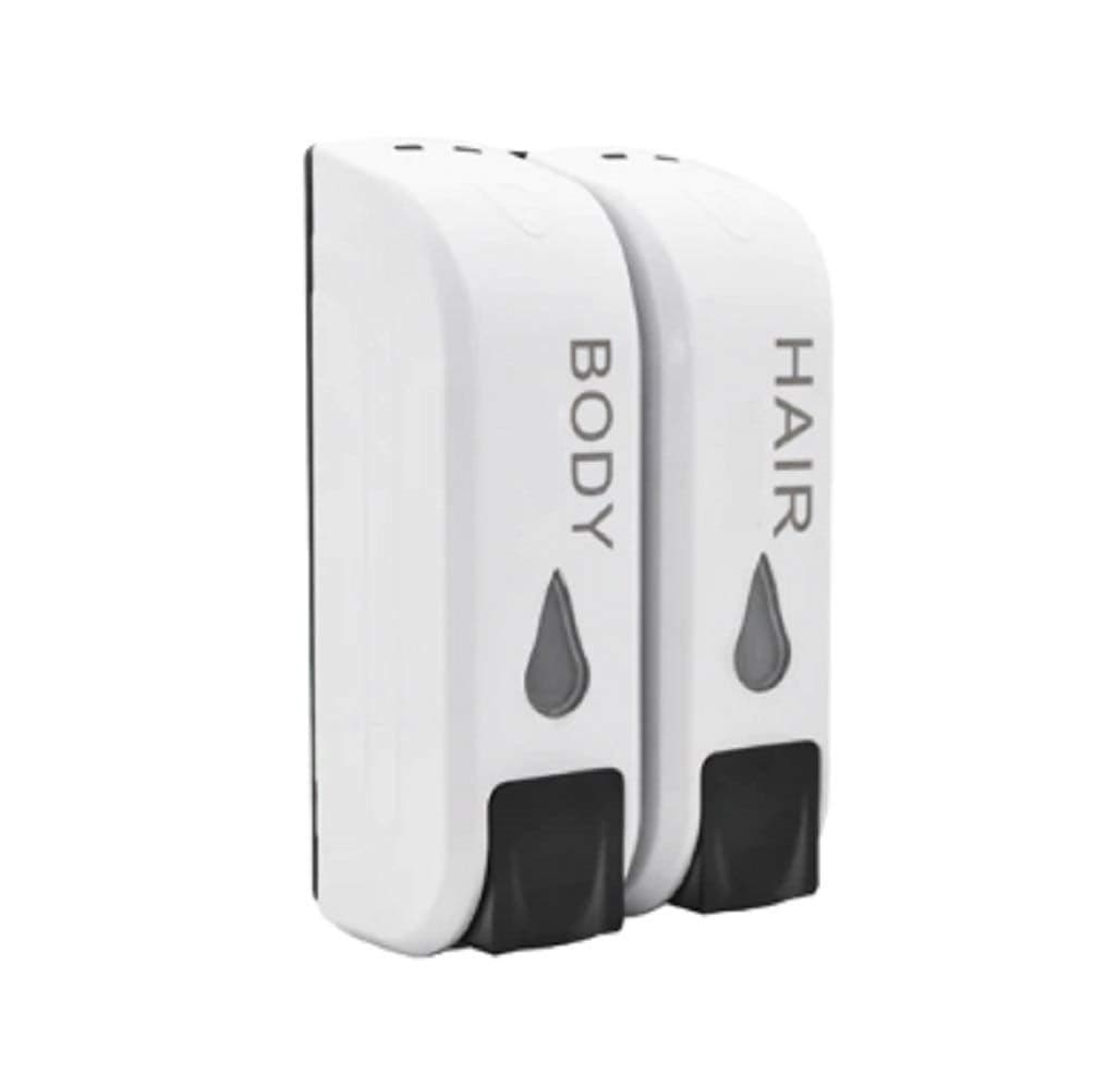 JERN Soap Dispenser for Shower Gel and Shampoo or Conditioner ABS Wall Mount White (Double)