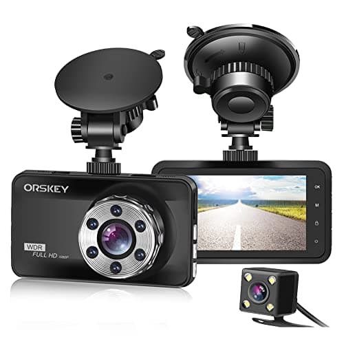ORSKEY Dash Cam Front and Rear 1080P Full HD Dual Dash Camera in Car Camera Dashboard Camera Dashcam for Cars 170 Wide Angle with 3.0" LCD Display Night Vision and G-Sensor