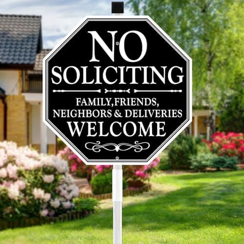 multiwins No Soliciting Sign For House 11 x 27 No Soliciting Yard Sign With Stake Metal No Soliciting Sign Perfect For Yard Easy To Install Welcome
