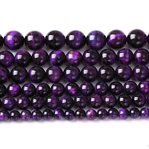 10mm 38pcs A Natural Purple Tiger Eye Stone Beads Round Spacer Loose Beads for Jewelry Making DIY Bracelet Necklace 15 Inch