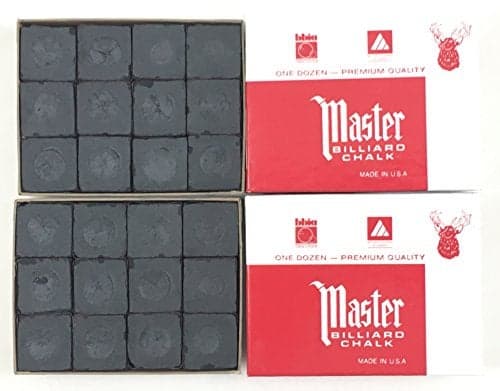 Made in the USA 2 Boxes of Master Chalk 24 Pieces for Pool Cues and Billiards Sticks Tips Black