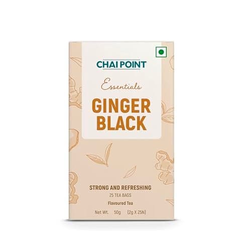 Chai Point Ginger Black Tea – 50 Black Tea Bags (Pack of 2) | 100% Natural, Flavorful, Strong Adhrak Chai