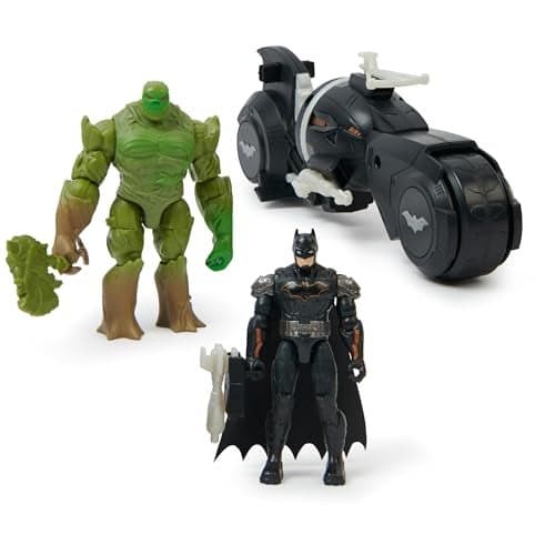 DC Comics Batman and Swamp Thing Armory Attack Batcycle Set Exclusive Armored Batman and Swamp Thing Action Figure with Accessories Kids Toys for Boys and Girls Ages 4 and Up