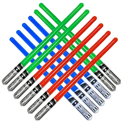 megasumer Inflatable Army 12 Inflatable Light Saber Sword Toys 4 Green 4 Red 4 Blue Lightsabers Party Favor Halloween Costume Treats Christmas Stocking Stuffer Pool Yoda Sith Jedi