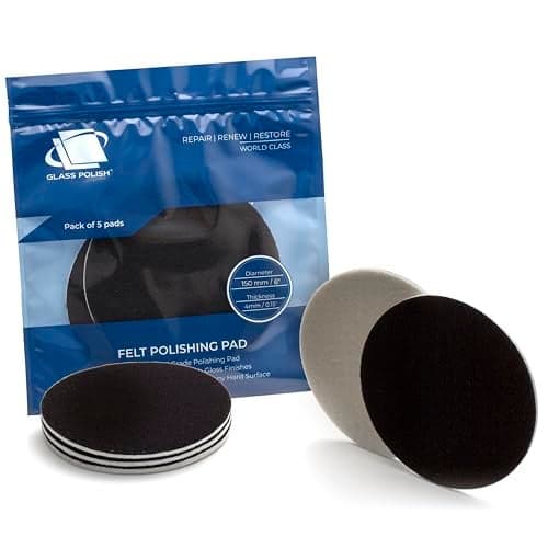 Glass Polish 6 inch 150mm Pack of 5 Felt Polishing Pads for Polishing Glass Plastic Metal and Marble