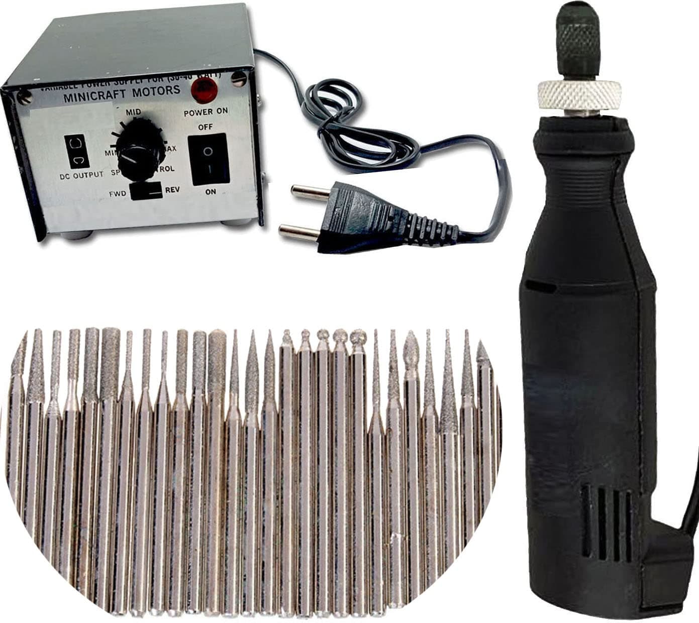 DIY Crafts 75x Burr Bits, Diamond Burr, Tools Minicraft Machine/Mini Drill Machine+12V Speed And Direction Control Stabilizer Elimeter Box Adjustable Spee (75x Burr Bits, Diamond Burr)