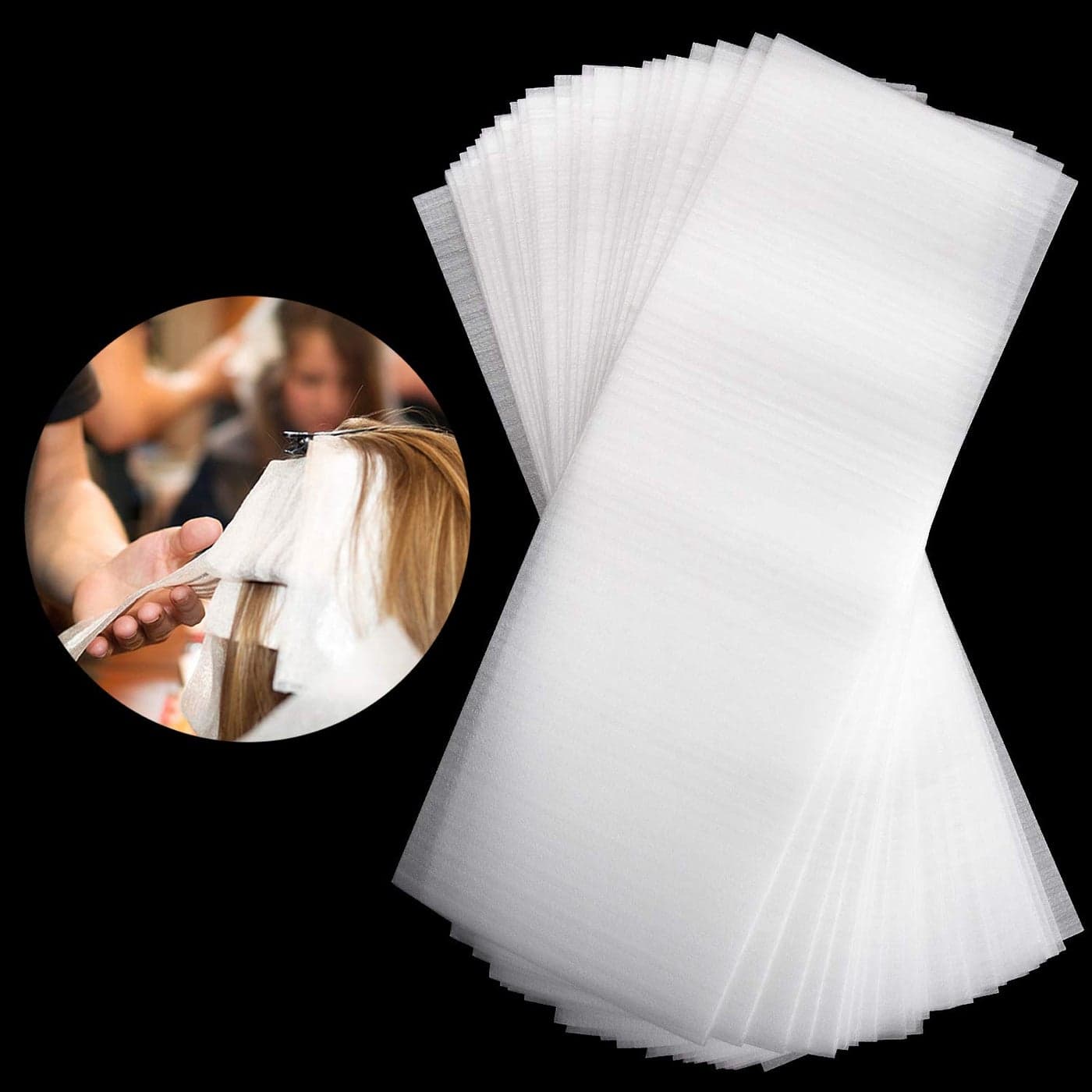 Noverlife 100PCS Reusable Foam Hair Wraps Hair Dye Paper Large Size Henna Repellent Hair Tint Paper Professional Hair Coloring Highlighting Strips for Salon Barber Hair Stylists