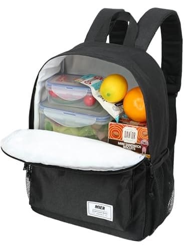 MIER Insulated Backpack Cooler Small Leakproof Lunch Back Pack with Coolers Lightweight Cute Lunch Bag for Women Men to Work Picnics Camping Park Day Trips 15 L Black