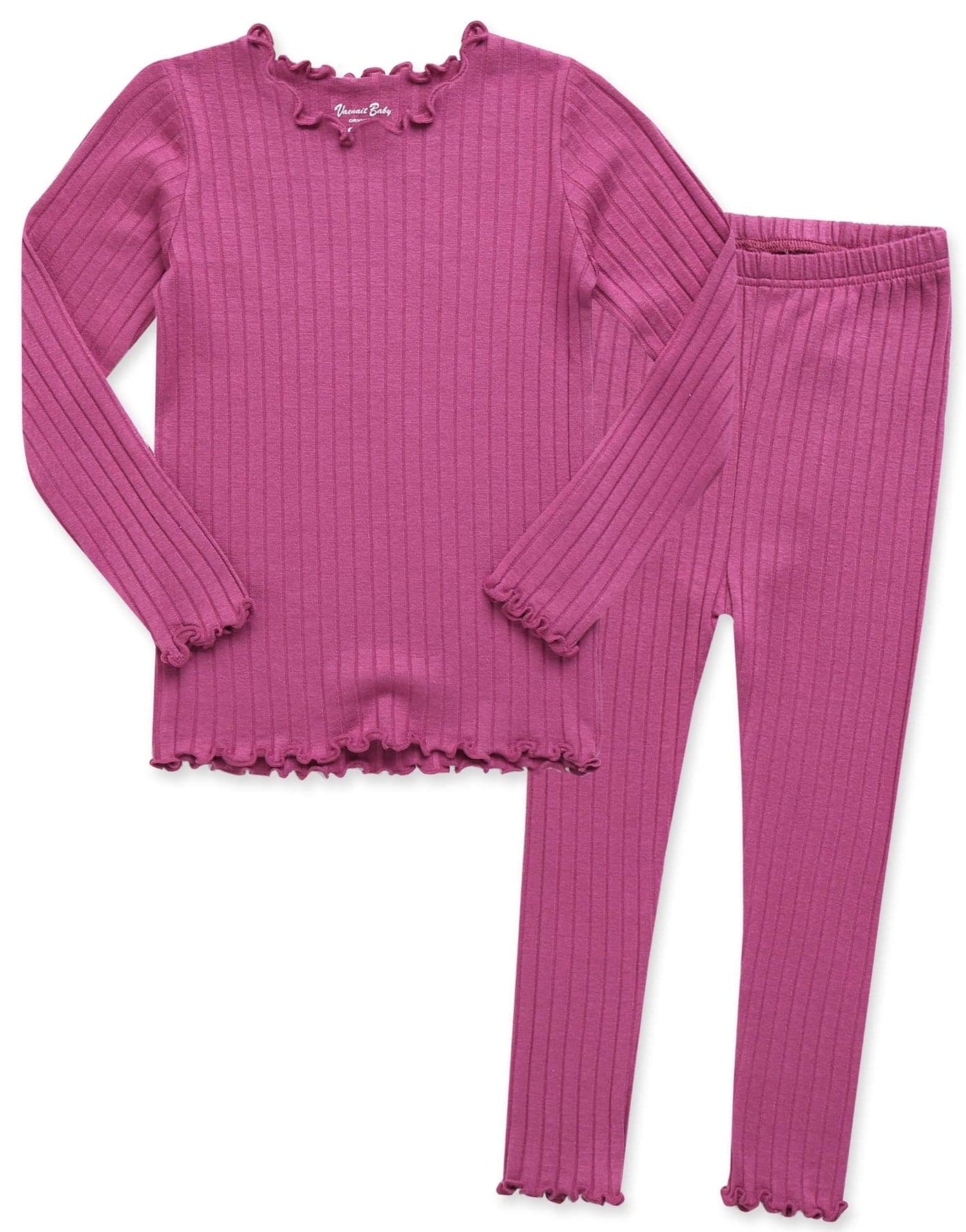 VAENAIT BABY Infant Toddler Kids Girls Long Sleeve Modal Sleepwear Pajamas 2pcs Set Shirring Purplepink S