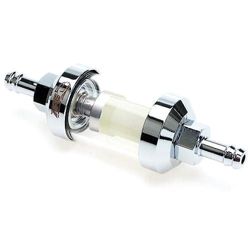 1/4 Inline Fuel Filter - APE RACING Upgraded Billet Aluminum Metal Glass Fuel Filter for Motorcycle ATV Dirt bike Classic bikes and Small Engines, Corrosion Resistance, Washable and High Flow (Chrome)