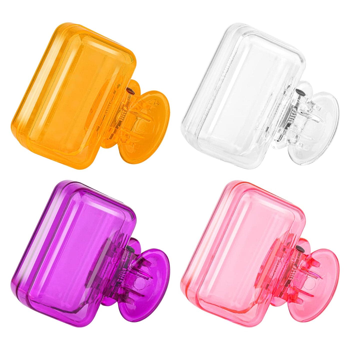 4 Pack Travel Toothbrush Head Covers Toothbrush Protector Cap Brush Pod Case Protective Portable Plastic Clip for Household Travel Bathroom Business Camping School Clear Orange Purple Pink