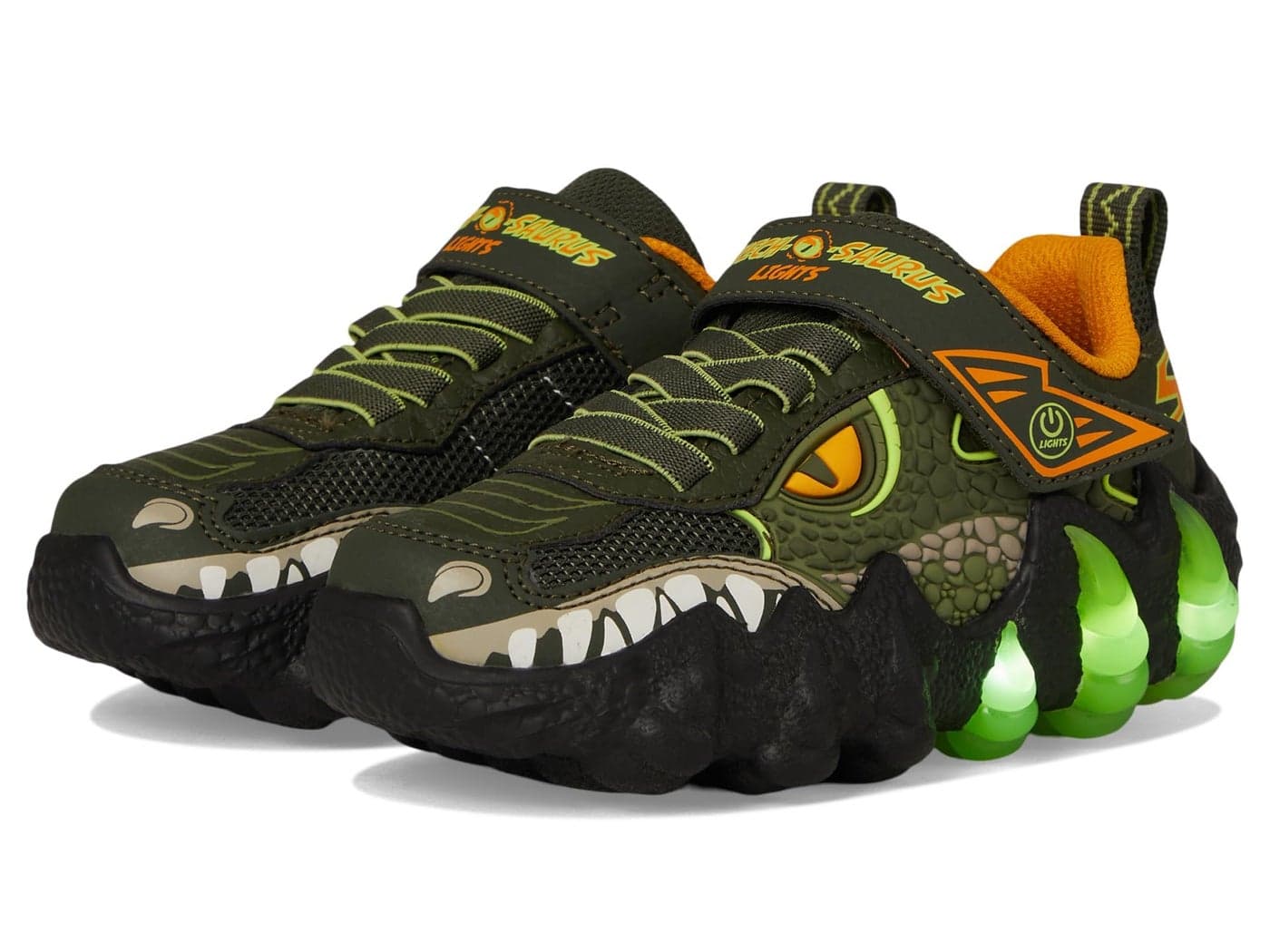 SKECHERS Boy's Skech-O-Saurus Lights 2.0 Sneaker, Olive, 13 Little Kid