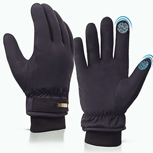 HIVER Nylon Mens And Womens Waterproof Gloves With Touchscreen Winter Gloves For Snow Minus Degrees For Trekking, Travelling (Large, Blue), Running