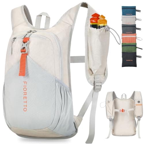 FIORETTO 15L Hiking Backpack for Women Men Mini Packable Backpack Lightweight Small Daypack for Camping Travel Outdoor Beige