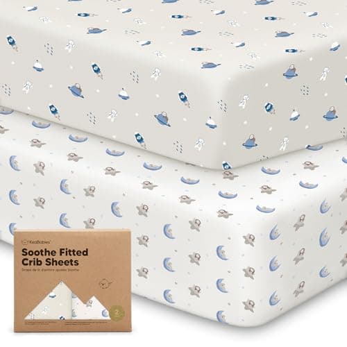 KeaBabies 2Pack Organic Cotton Crib Sheets for Boys Girls 52x28 Fitted Crib Mattress Sheet Neutral Breathable Cover for Baby Bed Set Toddler Mattress Soft Cute Prints Cosmo