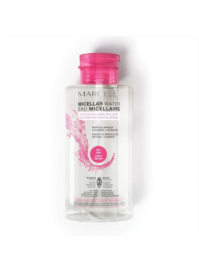 Marcelle Micellar Water, Waterproof, All Skin Types, Long-Lasting Makeup Remover, Argan Oil, Sensitive Skin and Eyes, Alcohol-Free, Fragrance-Free, Hypoallergenic, Cruelty-Free, 13.5 Fl. Oz.