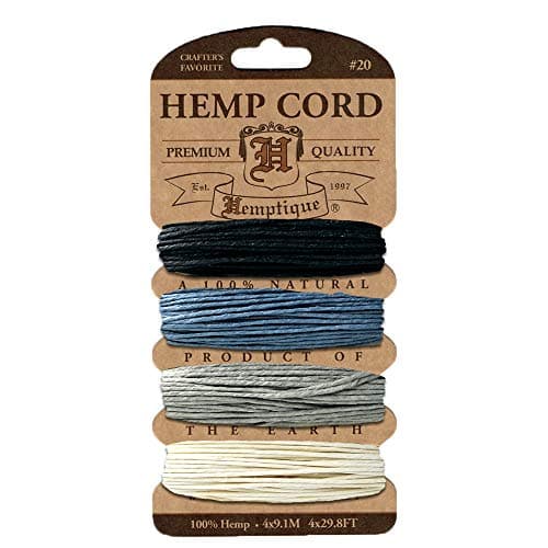 Hemptique Hemp Cord 4 Color Cards - Made with Love - Crafter’s No. 1 Choice – Eco Friendly – Plant Hanger - Scrapbooking – Gardening – Macramé – Home Décor (Onyx Pack)