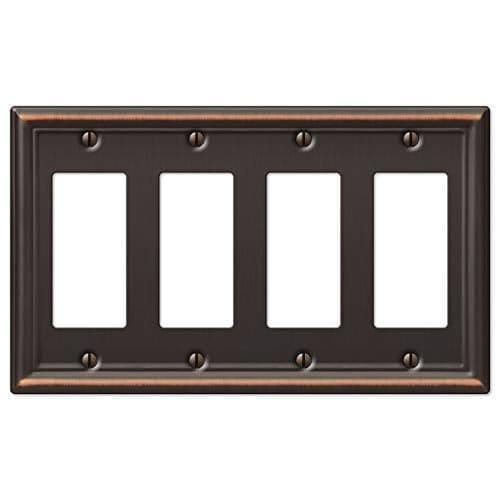 Amerelle 149R4DB Chelsea Wallplate, 4 Rocker, Steel, Aged Bronze, 1-Pack