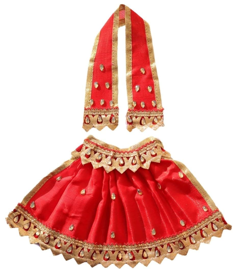 Geetanjali Fabric Handmade with Lace Work Mata Rani Lehenga and Chunri Designer Dress (LP- 242, Red, 2)