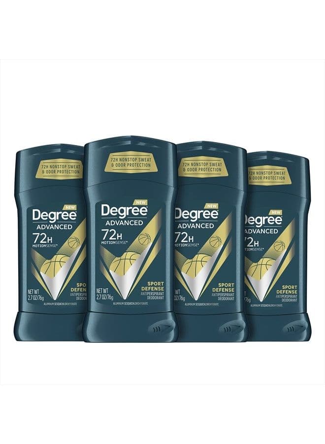 Degree Men Advanced Antiperspirant Deodorant 72-Hour Sweat and Odor Protection Sport Defense Antiperspirant For Men With MotionSense Technology 2.7 oz 4 Count
