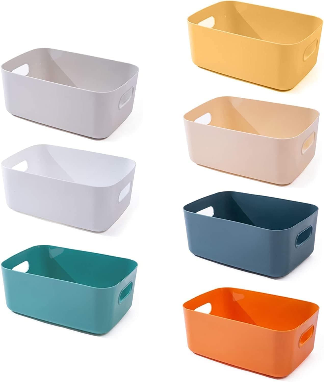 OWill 7 PCS 42 L Plastic Storage Bins and Baskets for Efficient Home Classroom Organization Small Containers in Multicolour for Kitchen Cupboard box and Bathroom Organizer on Shelves and Tubs