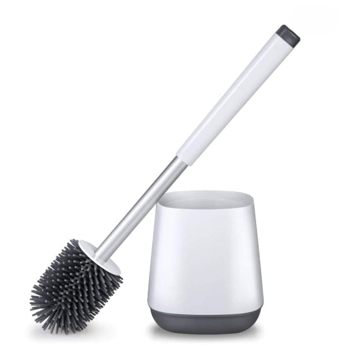 Hidak Toilet Brush with Ventilated Drying Holder Silicone Toilet Bowl Brush Bathroom Cleaning Bowl Brush Kit Sturdy Toilet Brush Floor Standing Wall Mounted Without Drilling