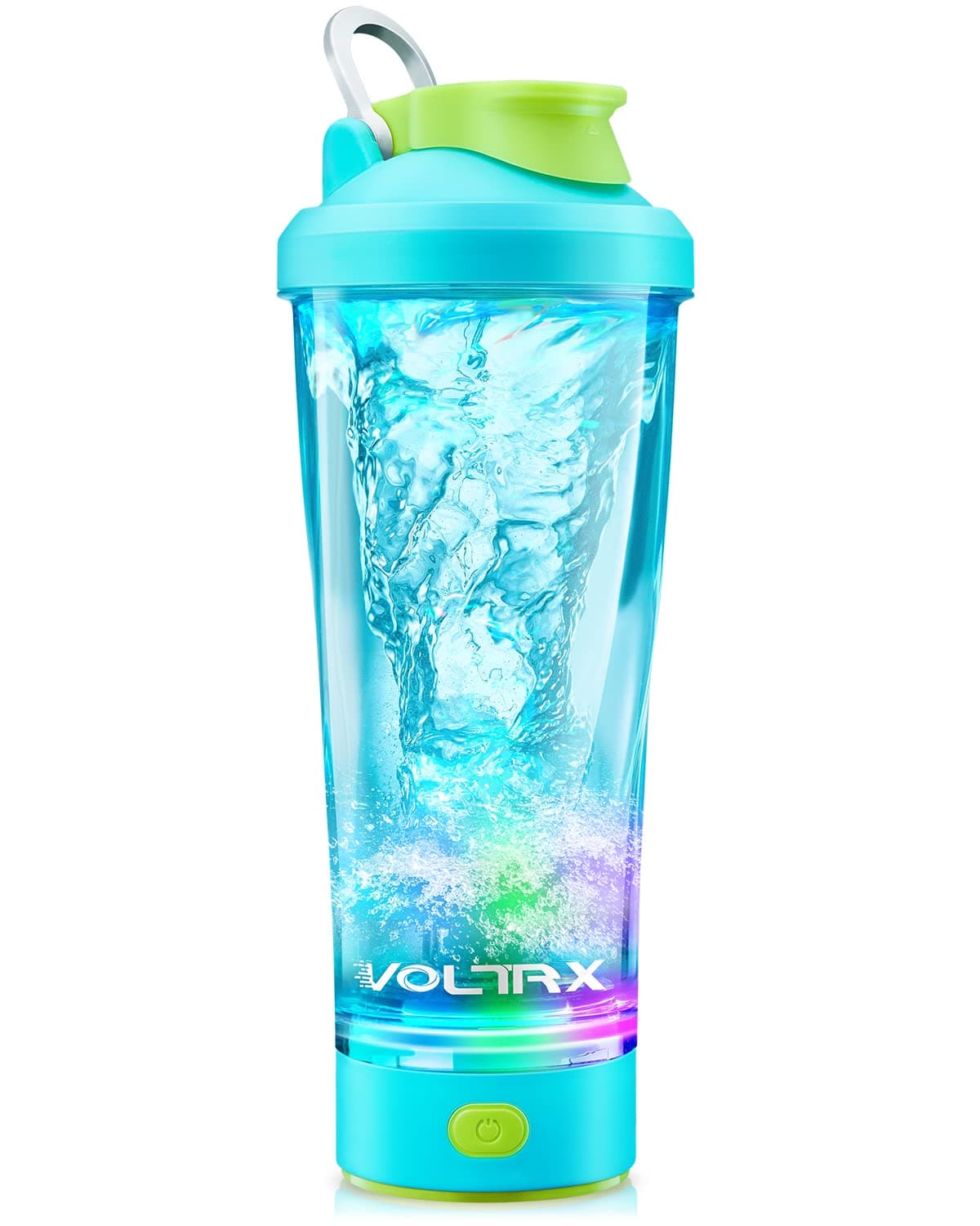 VOLTRX Electric Shaker Bottle - VortexBoost Portable USB C Rechargeable Protein Shake Mixer, Shaker Cups for Protein Shakes and Meal Replacement Shakes, BPA Free, Waterproof, Colored Light Base, 24 oz