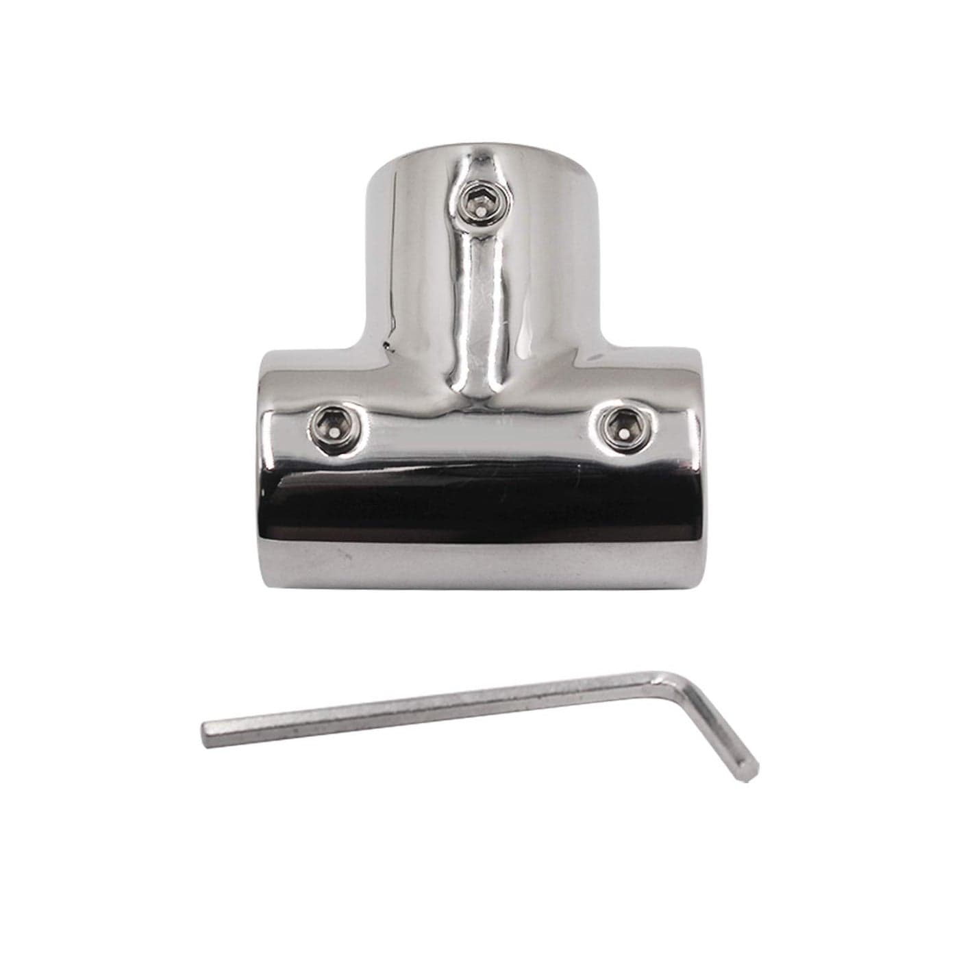 SHENGHUISS Boat Hand Rail Fitting Marine Grade 316 Stainless Steel Polished Pipe Connector with L Shape Hex Key 78 inch 90 Tee Rail