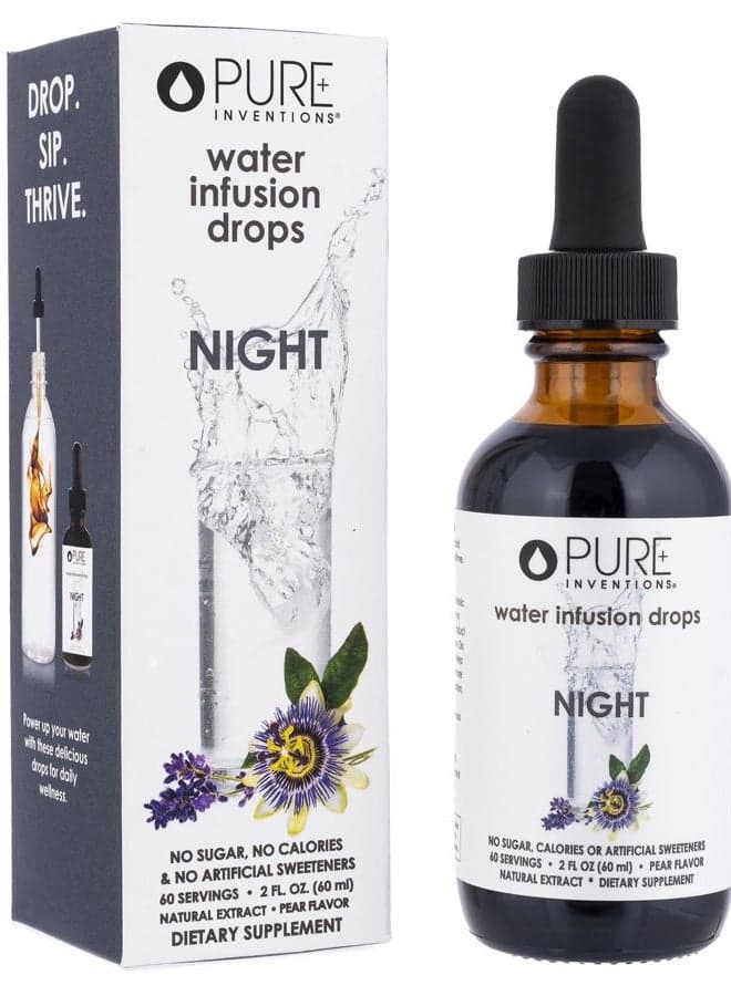 Night - Pear Flavored Water Infusion Drops - No Sugar, Calories, or Artificial Sweeteners - 60 Servings - 2oz