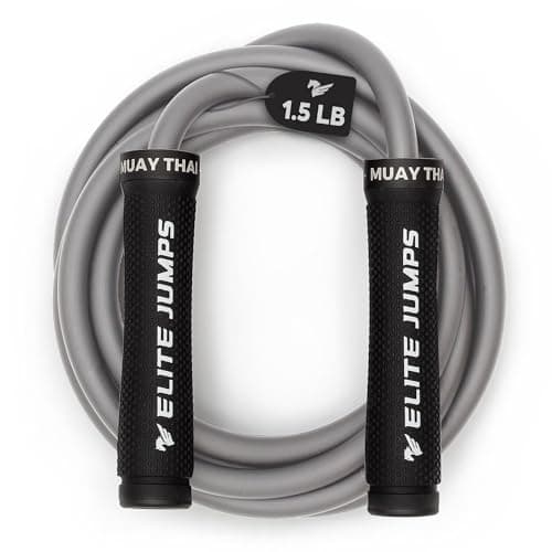 Muay Thai 3.0 Weighted Jump Rope for Men & Women - Professionally Designed for High-Intensity Training | Muay Thai, MMA & Fitness Jump Rope - Full Body Workout Weighted Rope - Grey 1.5lb